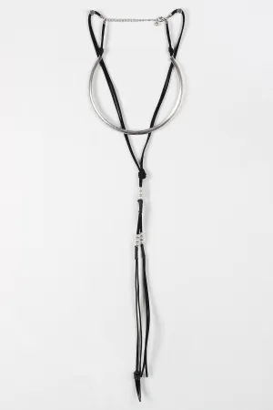 Vegan Suede and Metal Collar Double Layer Necklace
