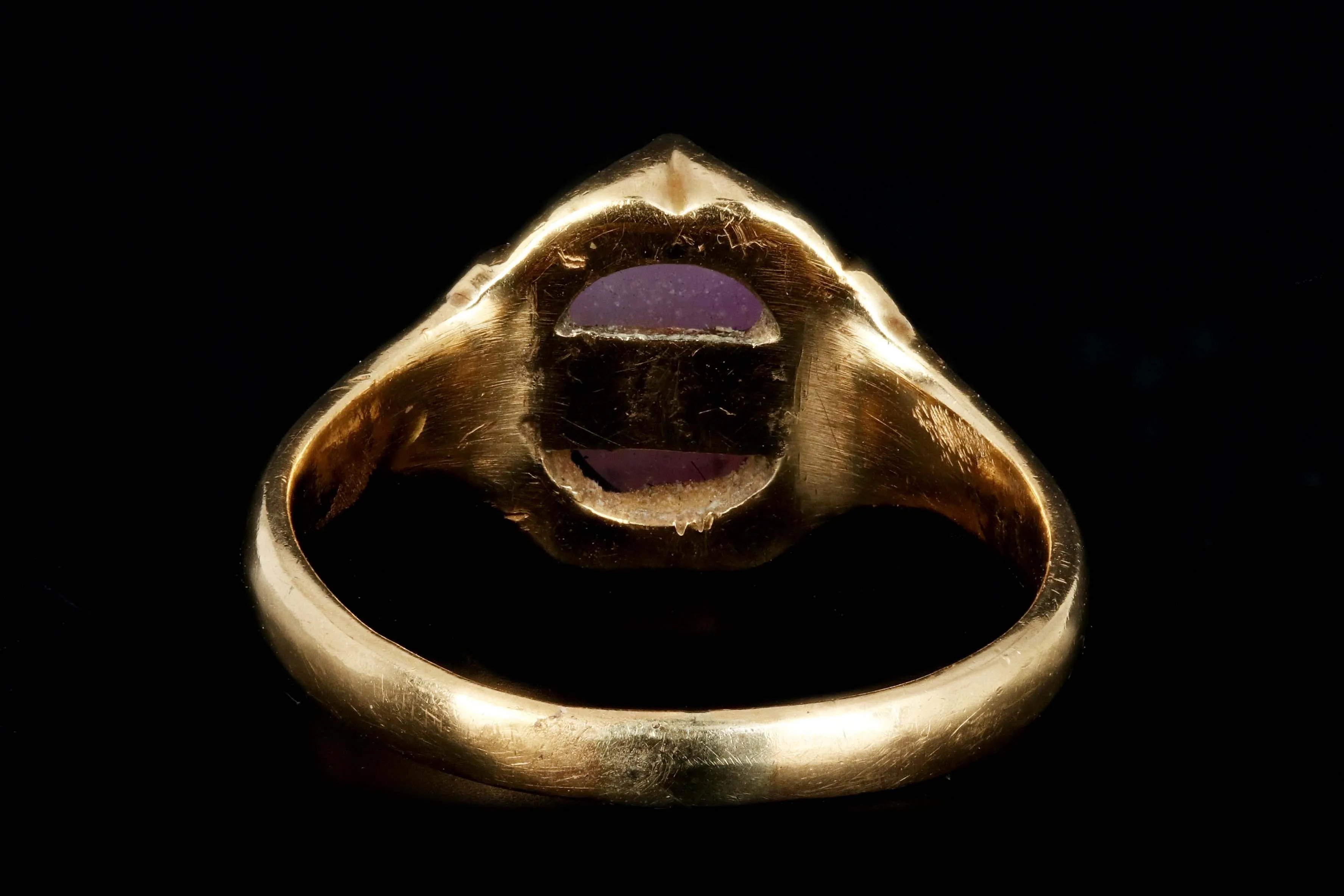 Victorian 18K Gold Pink Star Sapphire Belcher Mounted Ring c.1893