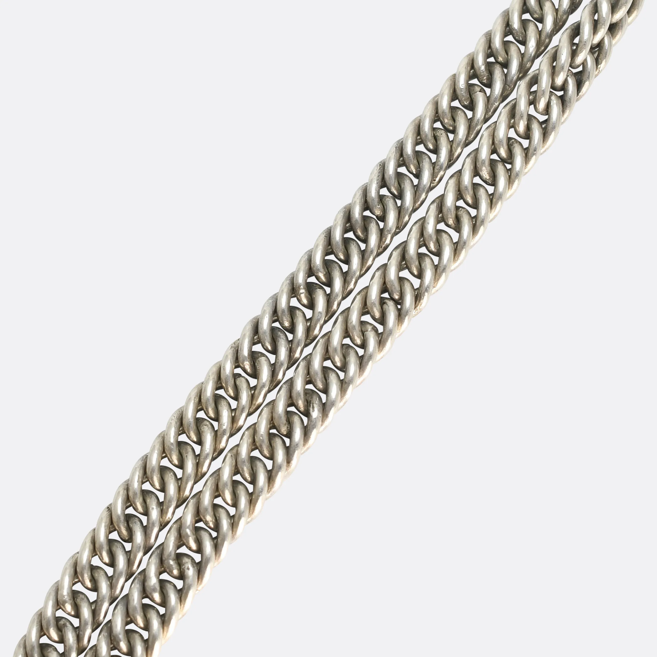 Victorian Heavy Silver Guard Chain 60"