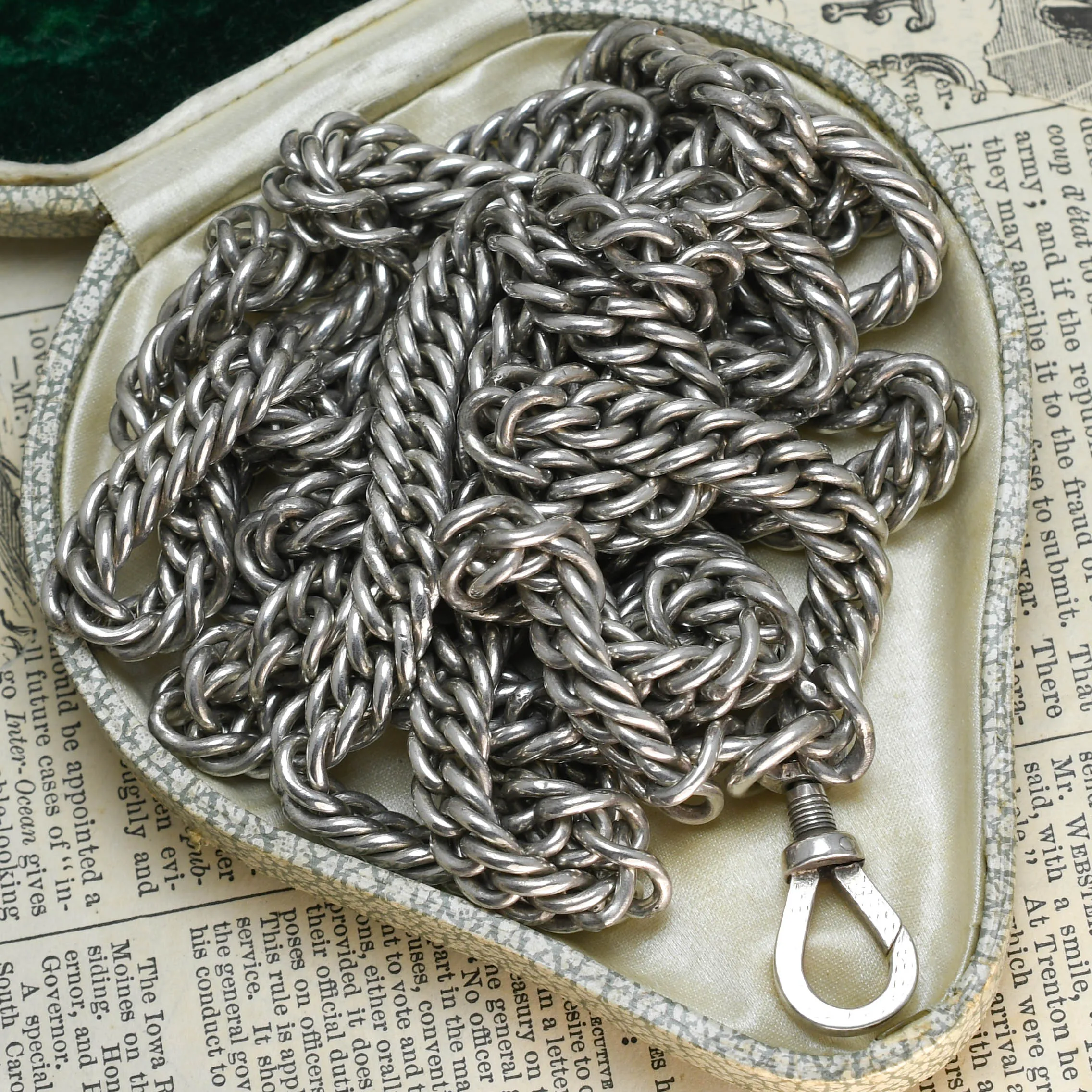 Victorian Heavy Silver Guard Chain 60"