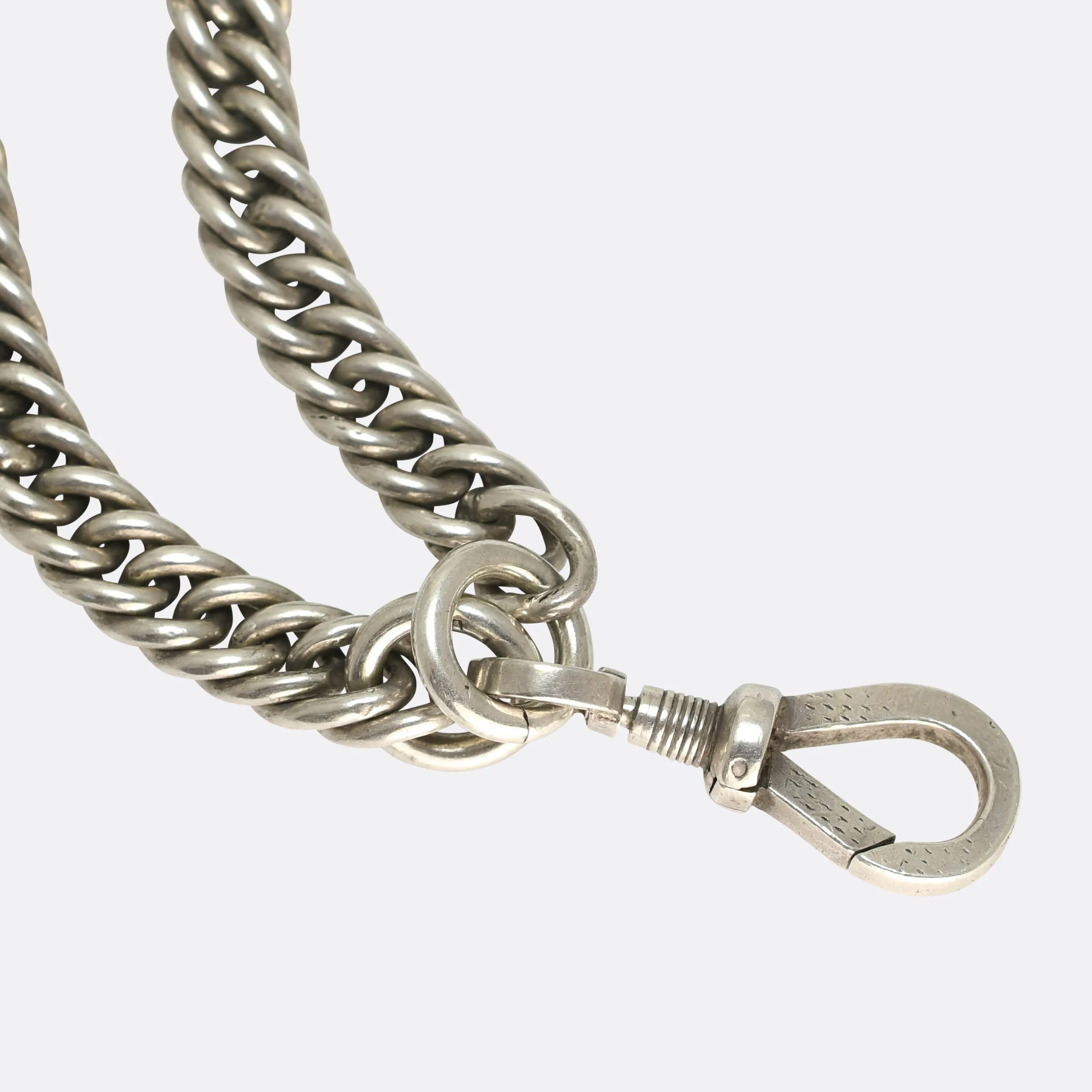 Victorian Heavy Silver Guard Chain 60"