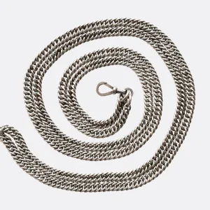 Victorian Heavy Silver Guard Chain 60"