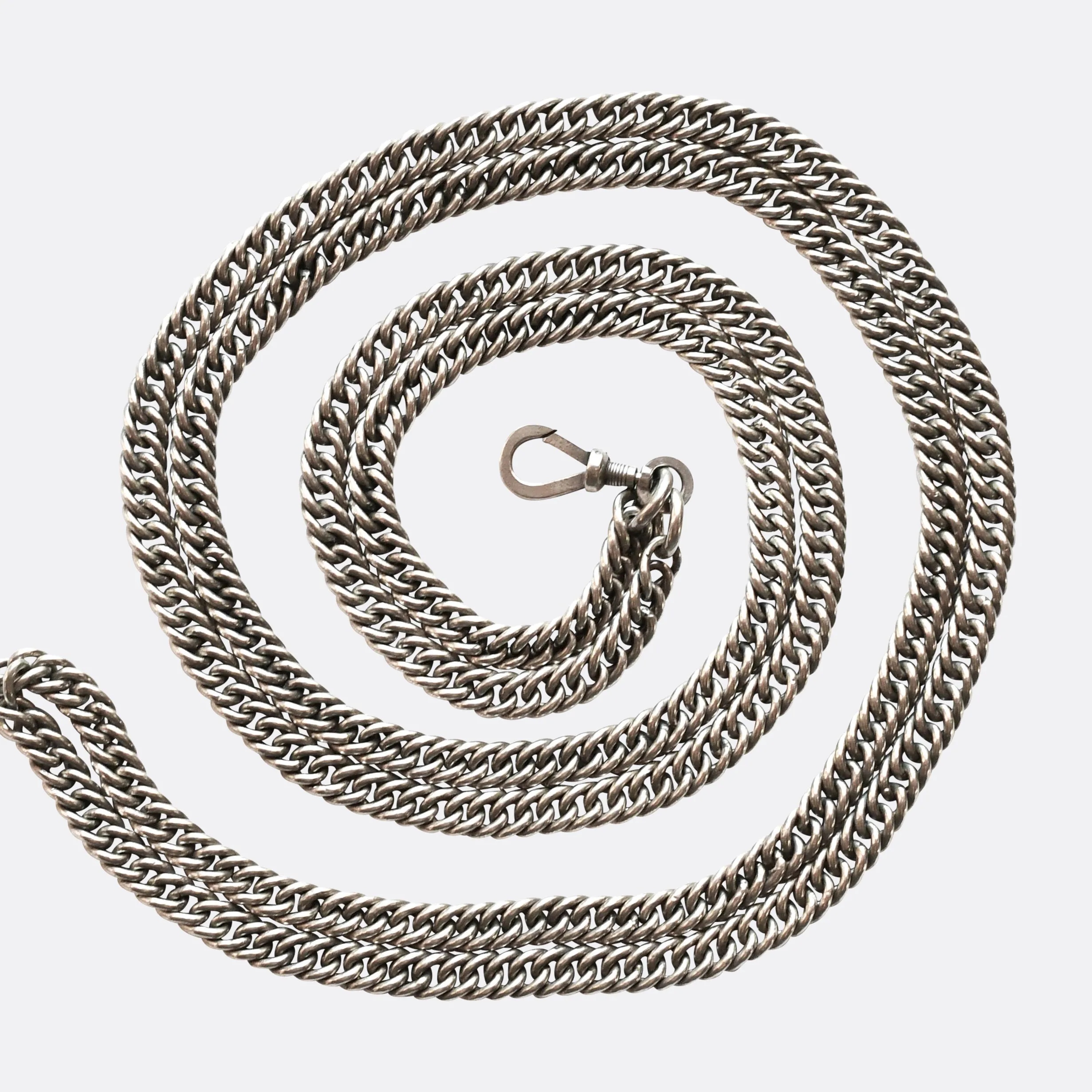 Victorian Heavy Silver Guard Chain 60"