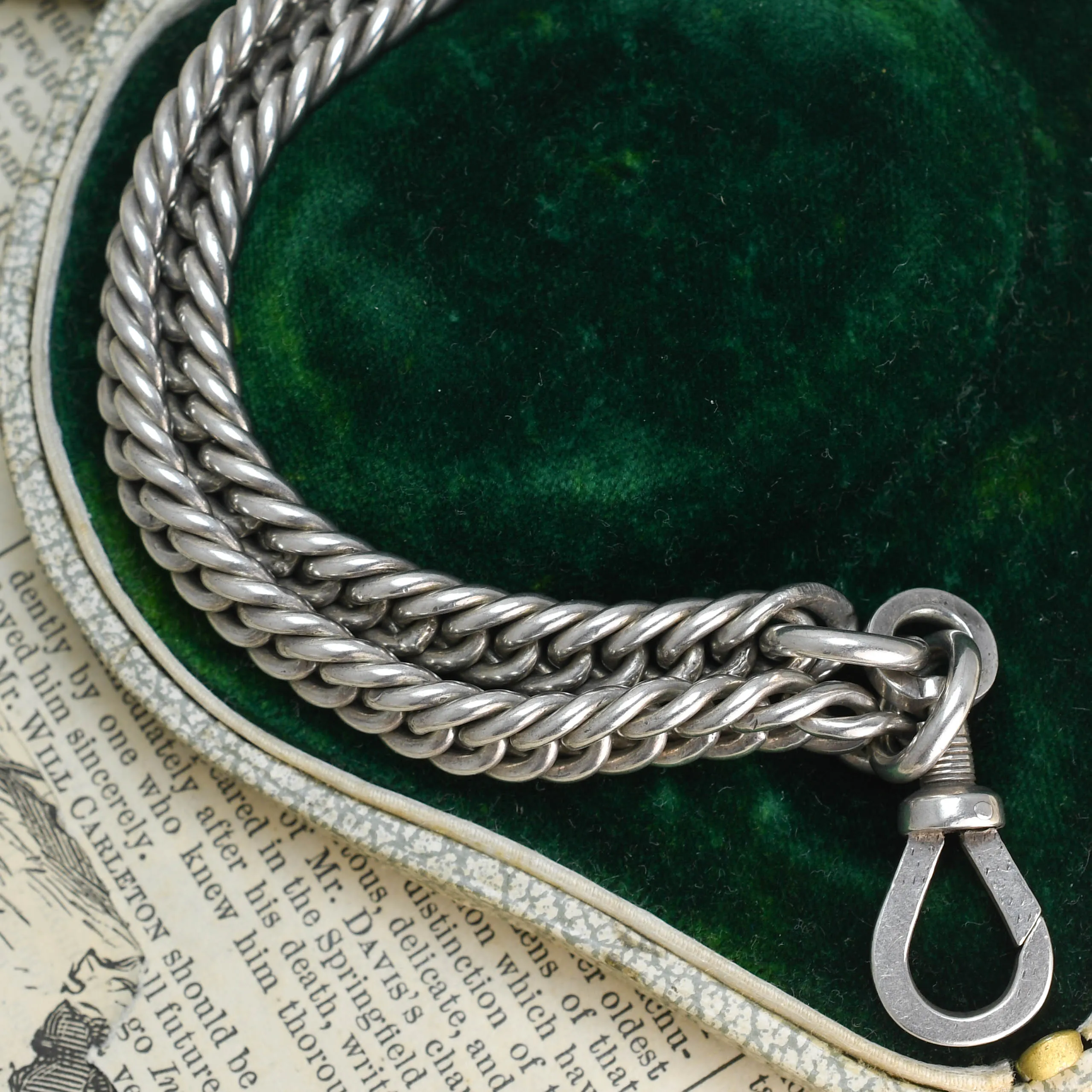 Victorian Heavy Silver Guard Chain 60"