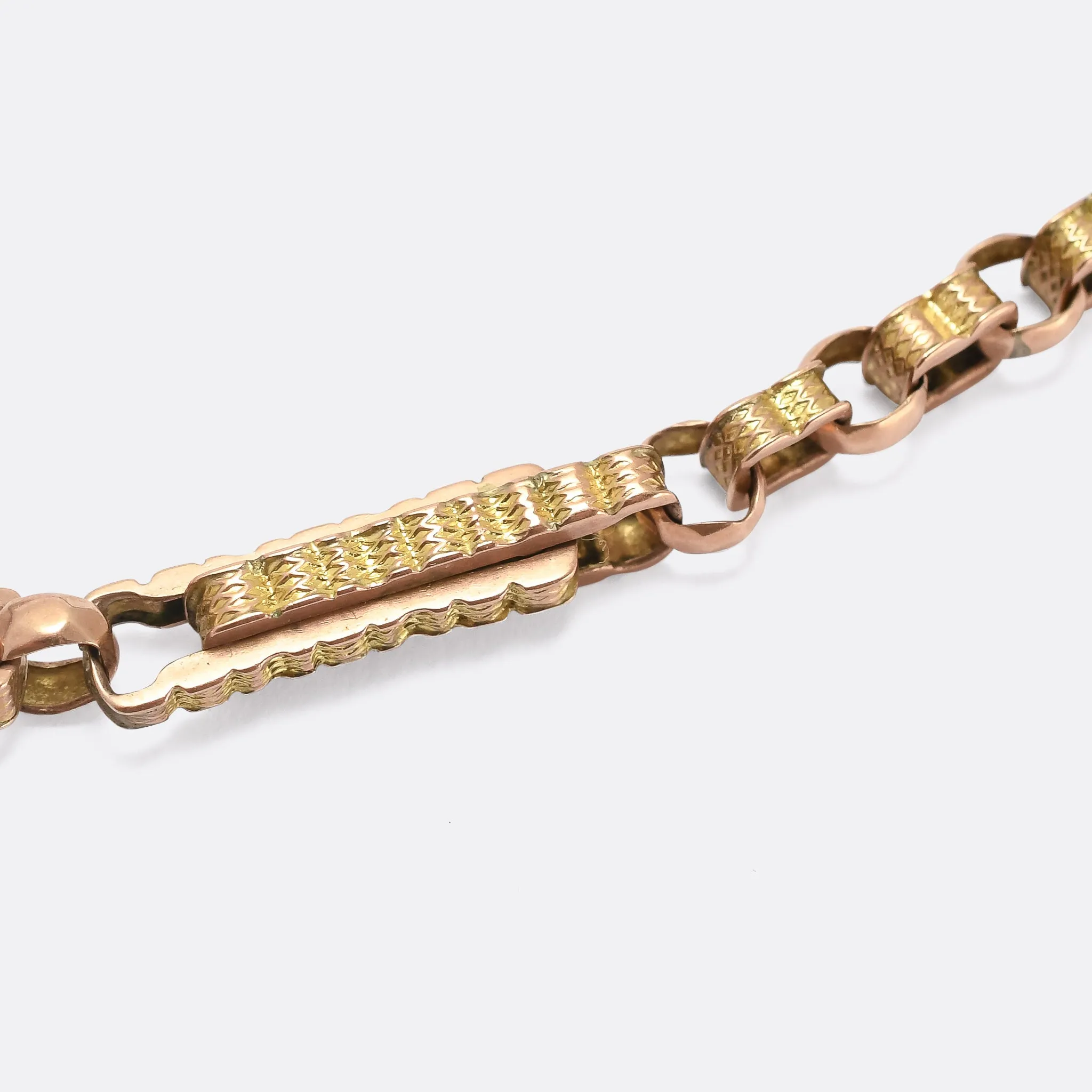 Victorian Two-Tone Gold Fancy-Link Chain Necklace