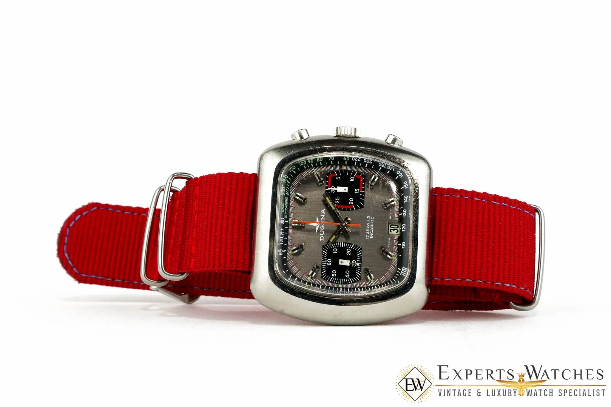Vintage 1969 Dugena Doctor Medical Chronograph Pulsations Pulsometer watch w Box