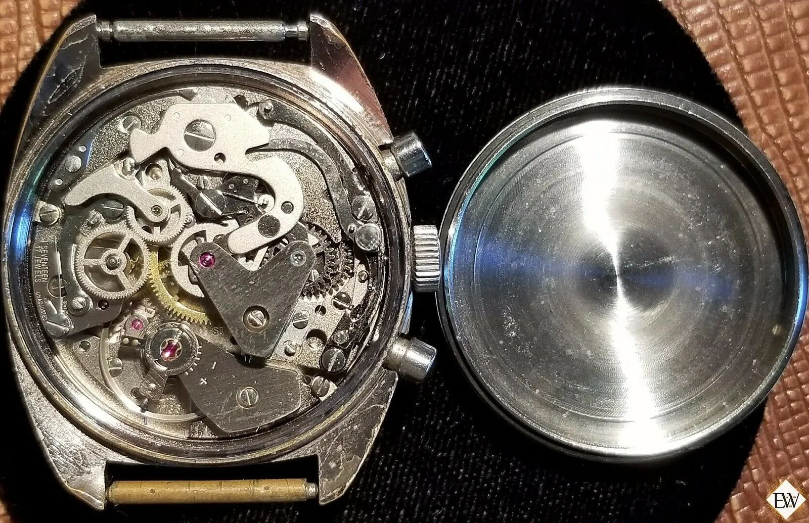 Vintage BWC Military Swiss Chronograph Watch Valjoux 7733 Blue Panda 1960 Soccer