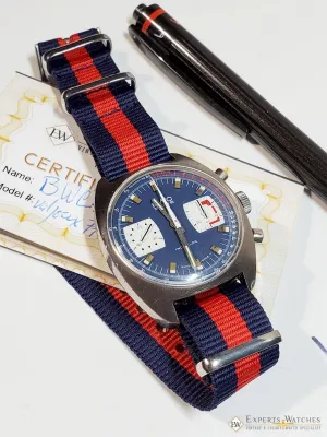 Vintage BWC Military Swiss Chronograph Watch Valjoux 7733 Blue Panda 1960 Soccer