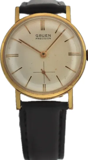 Vintage Gruen Precision James Bond Men's Mechanical Wristwatch 510 Gold Tone