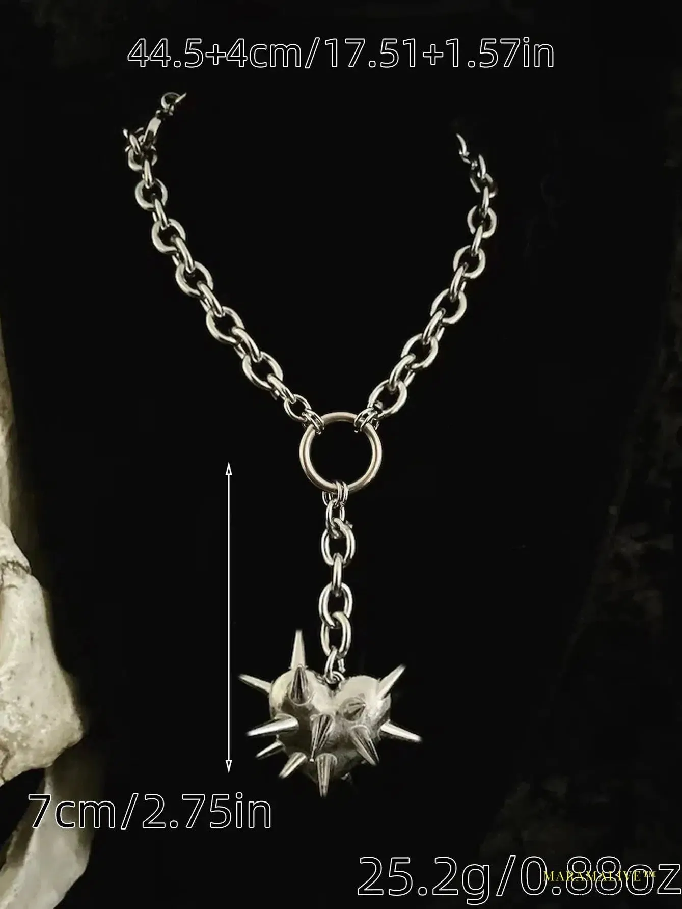 Vintage Heart Thorn Spike Chain Alloy Silver Pendant Earrings: A Gothic Fashion Masterpiece