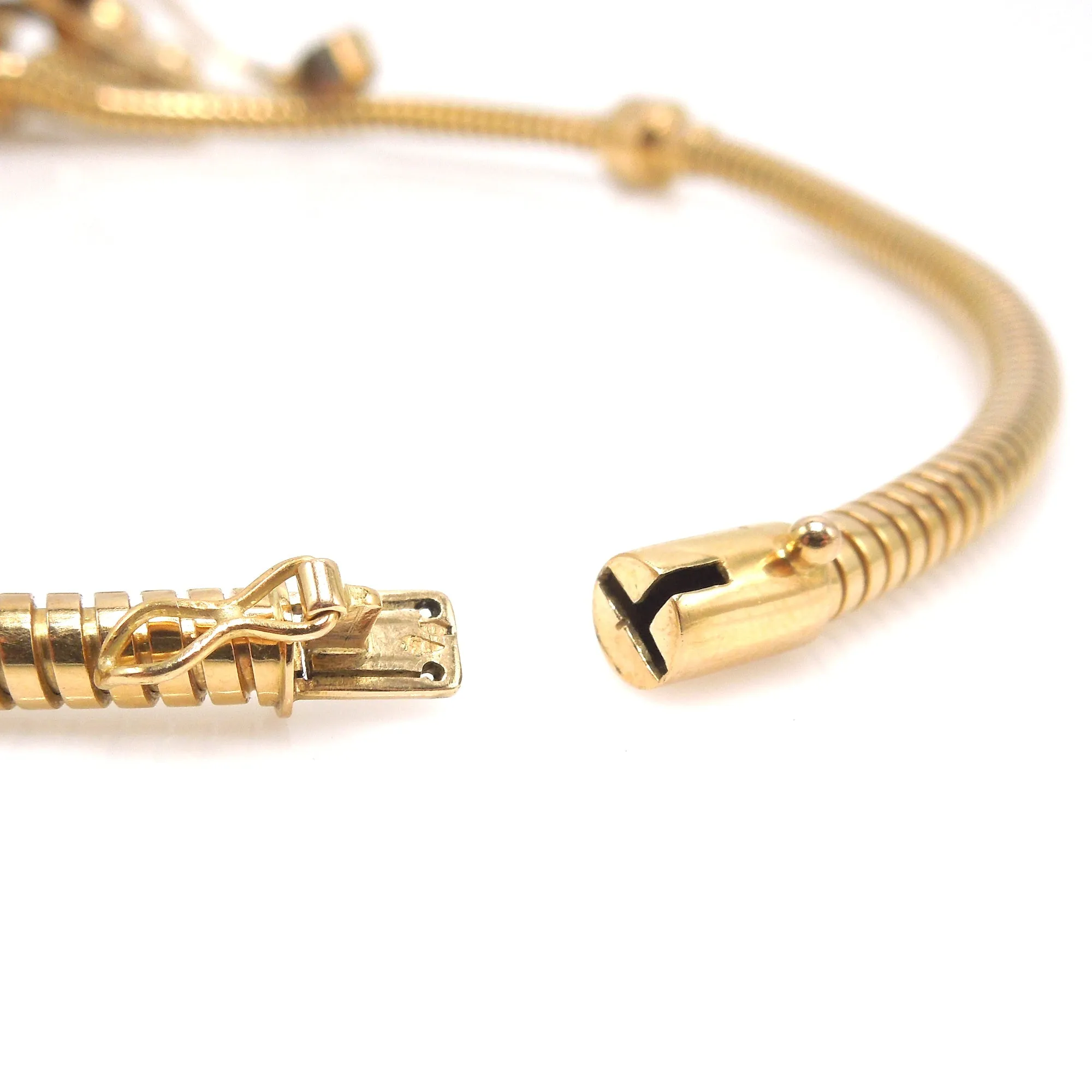Vintage Retro 18K Yellow Gold Snake Chain Crossover Necklace