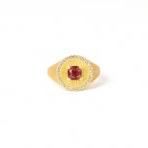 Vintage Ruby Openwork Brushed Red Corundum Ring