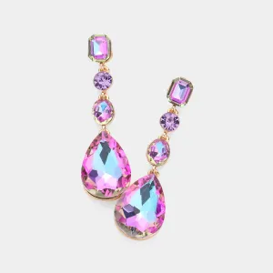 Violet AB Multi Stone Drop Pageant Earrings  | Prom Earrings | 620419