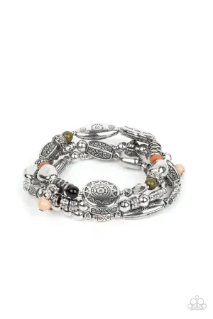 Western Quest - Multi - Black Brown Stone Bead Paparazzi Stretchy Bracelet