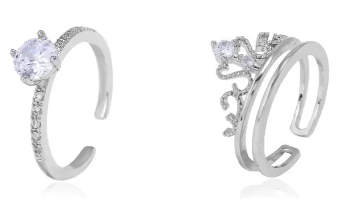 White Gold Gypsophila Crown Ring for Weddings