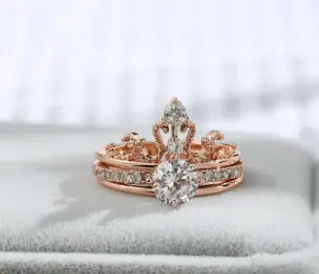 White Gold Gypsophila Crown Ring for Weddings