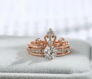 White Gold Gypsophila Crown Ring for Weddings