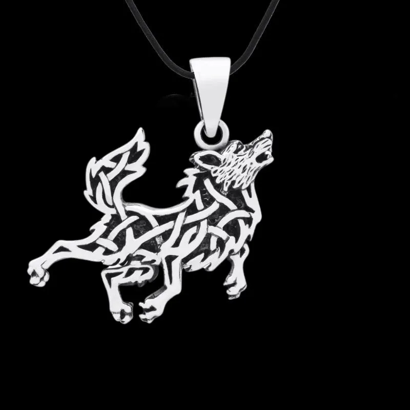Wolf with Knotwork Amulet 925 STERLING SILVER PENDANT