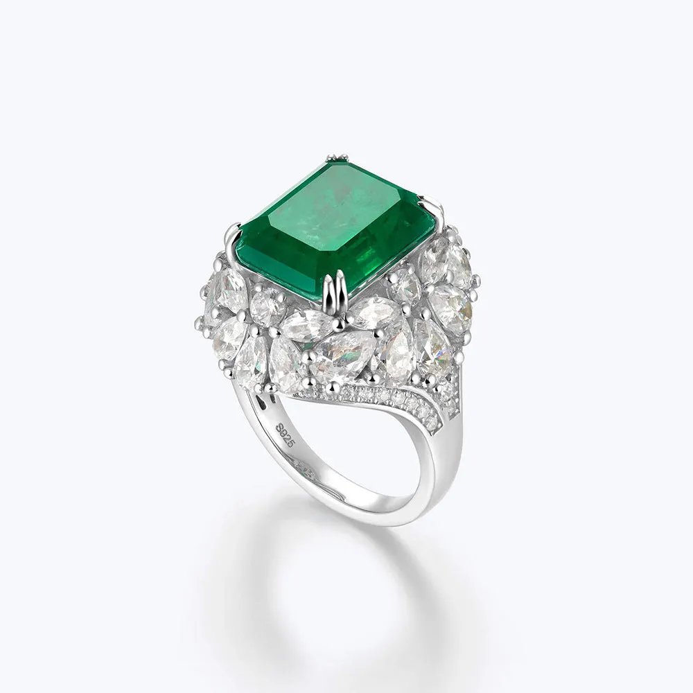 Woodwork Green Emerald Halo Ring