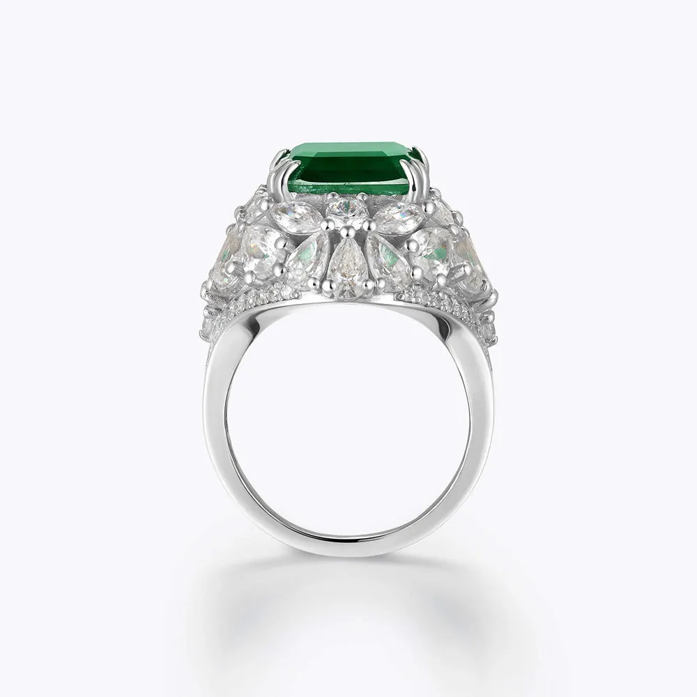 Woodwork Green Emerald Halo Ring