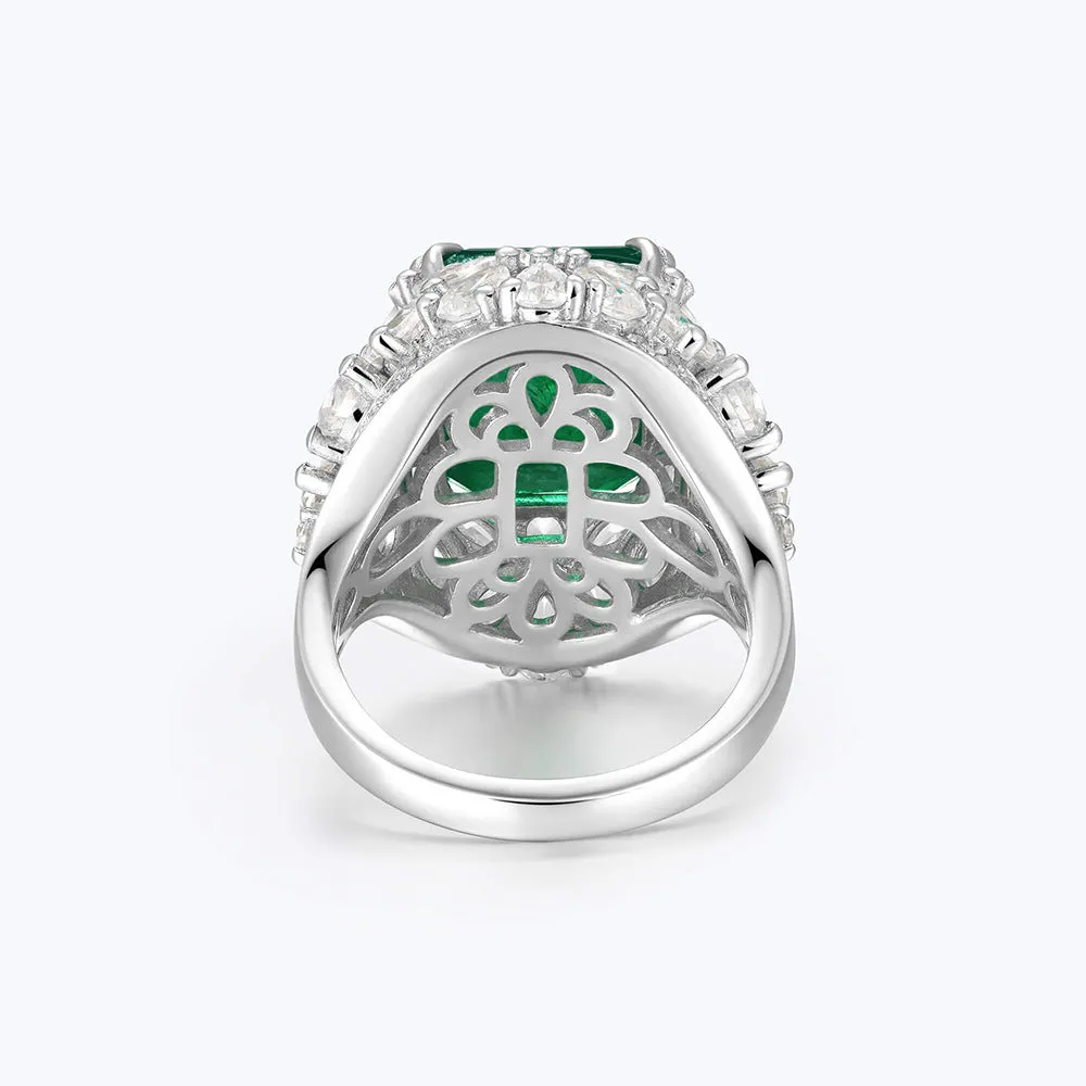 Woodwork Green Emerald Halo Ring