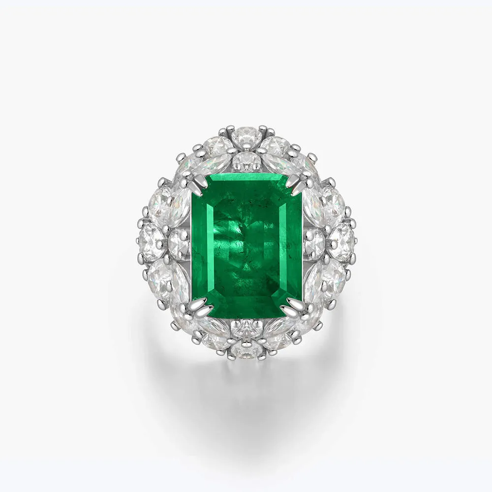 Woodwork Green Emerald Halo Ring