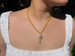 Yellow Aquamarine Necklace with Druzy Pendant