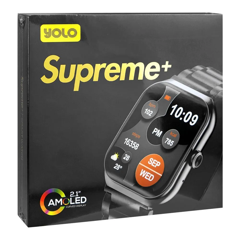 Yolo 2.1" Amoled Display Supreme  Smart Watch, IP67 Water Resistance, Black