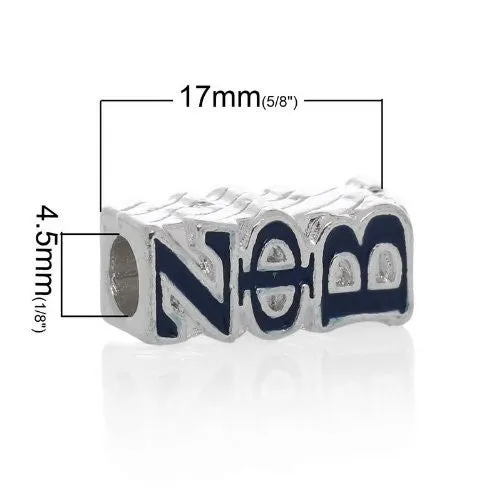 Zeta Phi Beta W/navy Blue Bead European Bead Compatible for Most European Snake Chain Charm Bracelets